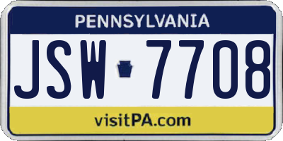 PA license plate JSW7708