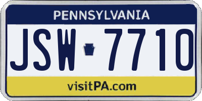 PA license plate JSW7710