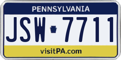 PA license plate JSW7711