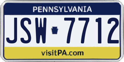 PA license plate JSW7712