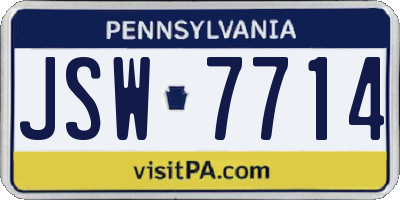 PA license plate JSW7714