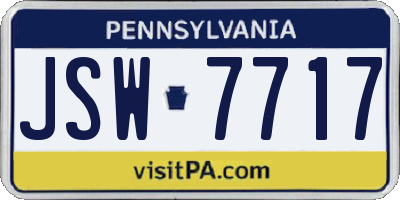 PA license plate JSW7717