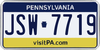 PA license plate JSW7719