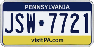 PA license plate JSW7721