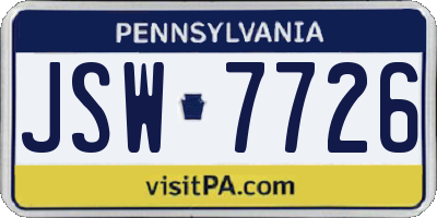 PA license plate JSW7726