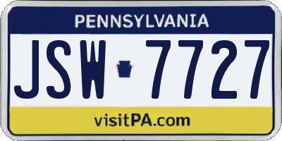 PA license plate JSW7727