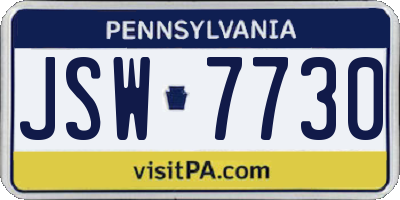 PA license plate JSW7730