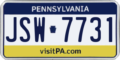 PA license plate JSW7731