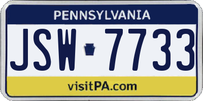 PA license plate JSW7733