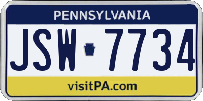 PA license plate JSW7734