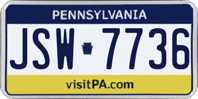 PA license plate JSW7736