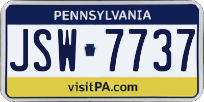 PA license plate JSW7737