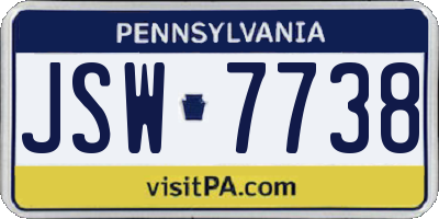 PA license plate JSW7738