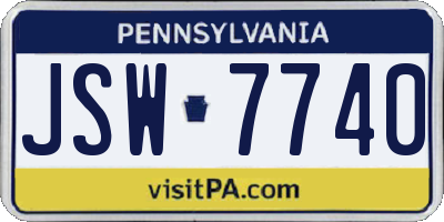 PA license plate JSW7740