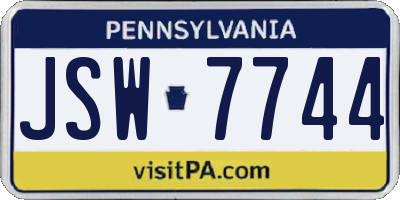 PA license plate JSW7744