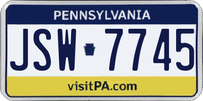 PA license plate JSW7745