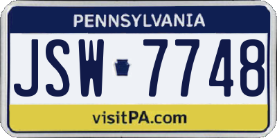 PA license plate JSW7748