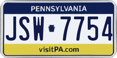 PA license plate JSW7754