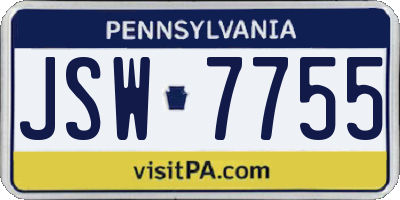PA license plate JSW7755