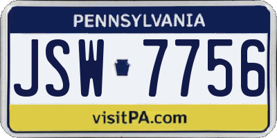 PA license plate JSW7756