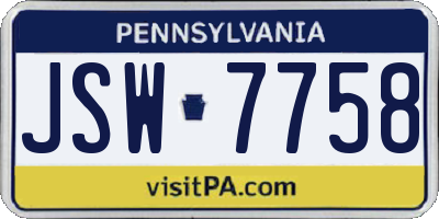 PA license plate JSW7758