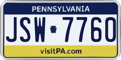 PA license plate JSW7760