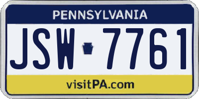PA license plate JSW7761