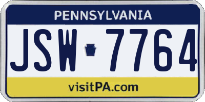 PA license plate JSW7764