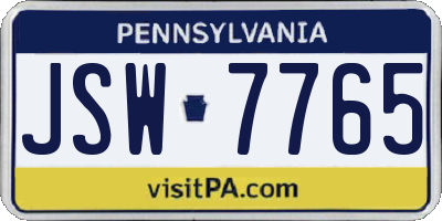 PA license plate JSW7765