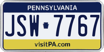 PA license plate JSW7767