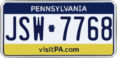 PA license plate JSW7768