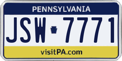 PA license plate JSW7771