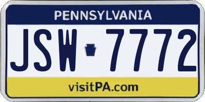 PA license plate JSW7772