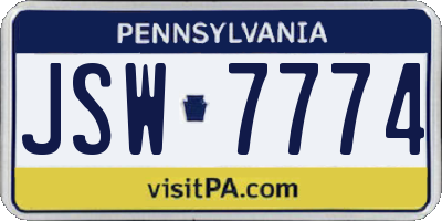 PA license plate JSW7774