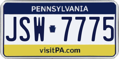 PA license plate JSW7775