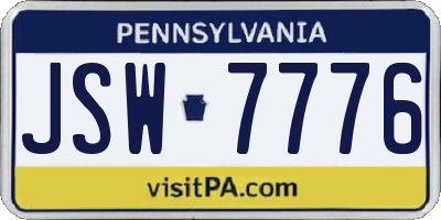PA license plate JSW7776