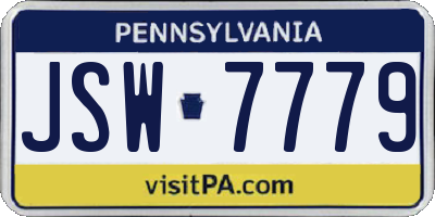 PA license plate JSW7779