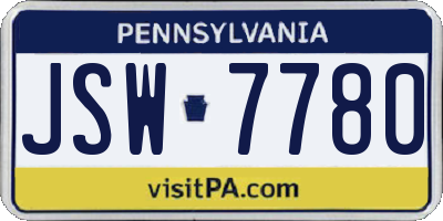 PA license plate JSW7780