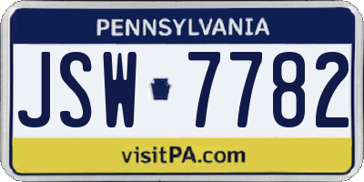 PA license plate JSW7782