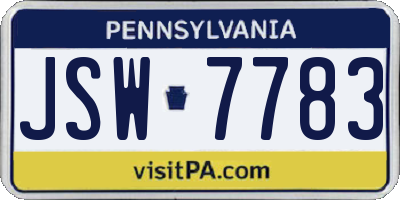 PA license plate JSW7783