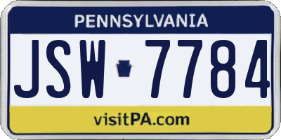 PA license plate JSW7784