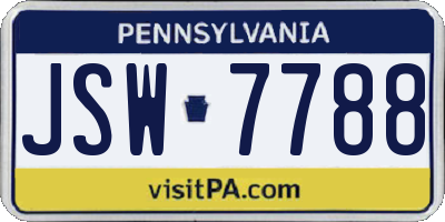 PA license plate JSW7788