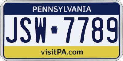 PA license plate JSW7789