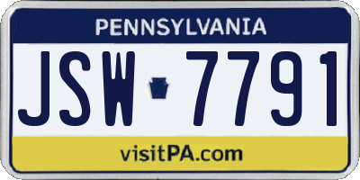 PA license plate JSW7791