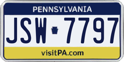 PA license plate JSW7797