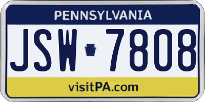 PA license plate JSW7808