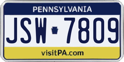 PA license plate JSW7809