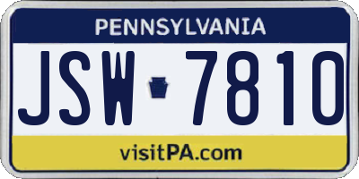 PA license plate JSW7810