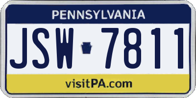 PA license plate JSW7811