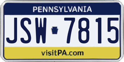 PA license plate JSW7815